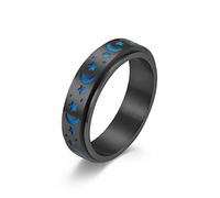 Hmooy Anelli Spinner Acciaio Inossidabile per Donna Uomo, Anello Luminoso Girevole Stella Lunare Anelli Fidget per Ansia Alleviare Stress Anelli Fascia Promessa Nozze Taglia 7-11 (nero, 9)