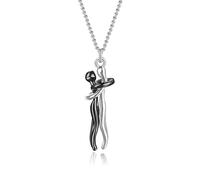 HMOOY Collana Abbraccio, Collana Ciondolo Abbraccio Coccolo Affettuoso Collana Coppie Personalità per Lui e Lei Collana San Valentino Regolabile Moda per Donna Uomo (Argento-Nero)