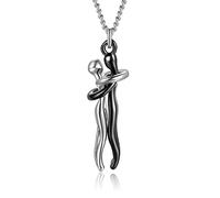 HMOOY Collana Abbraccio, Collana Ciondolo Abbraccio Coccolo Affettuoso Collana Coppie Personalità per Lui e Lei Collana San Valentino Regolabile Moda per Donna Uomo (Nero-Argento)