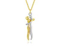 HMOOY Collana Abbraccio, Collana Ciondolo Abbraccio Coccolo Affettuoso Collana Coppie Personalità per Lui e Lei Collana San Valentino Regolabile Moda per Donna Uomo (Argento-Oro)