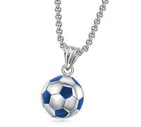 HMOOY Collana Calcio, Collana Ciondolo Forma Calcio Acciaio Inossidabile Collana Pallone Calcio Regolabile Gioielli Sportiva per Uomo Donna Ragazzo Ragazza (argento)