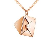 HMOOY Collana con Ciondolo a Forma di Busta,Collana con Busta Personalizzata per Coppie Ti Amo per Il Regalo di Natale per la Festa della Mamma di San Valentino (Oro rosa)