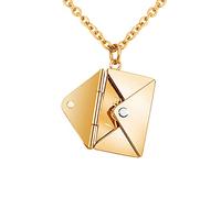 HMOOY Collana con Ciondolo a Forma di Busta,Collana con Busta Personalizzata per Coppie Ti Amo per Il Regalo di Natale per la Festa della Mamma di San Valentino (Oro)