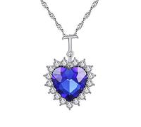 HMOOY Collana Con Ciondolo A Forma Di Cuore Dell'Oceano In Cristallo Placcato Oro Bianco Con Catena E Pietre Preziose A Forma Di Cuore E Argento Placcato Base