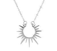 HMOOY Collana Sole, Collana Oro Placcato 14K Con Ciondolo Sun Collana Sole Oro/Argento Regolabile Gioielli Minimalista Per Donna Ragazze (Argento)
