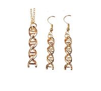 HMOOY Infinity Spiral Dna Double Helix Collana Orecchini Set Chimica Scienza Biologia Molecola Ciondolo Set di Gioielli per Studente di Medicina (Gold)