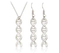 HMOOY Infinity Spiral Dna Double Helix Collana Orecchini Set Chimica Scienza Biologia Molecola Ciondolo Set di Gioielli per Studente di Medicina (Silver)