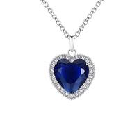 HMOOY Titanic Collana Cuore dell'Oceano Collana Ciondolo Amore Blu Zirconia Cristallo Placcato Oro Bianco con Catena e Pietre preziose Cuore (Blu), Kristall, Zirconia cubica