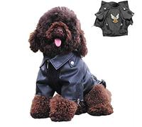 Hmpet Giacca da Moto in Pelle PU per Cani Fantastici Cappotto Caldo Invernale Cucciolo A Prova di Vento Tempo Freddo Abiti Barboncino Teddy Abbigliamento Abiti Impermeabili,XL