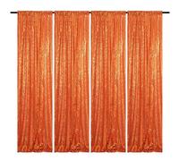 HMQIANG Sfondo con paillettes arancioni, 70 x 2,4 m, 4 pannelli