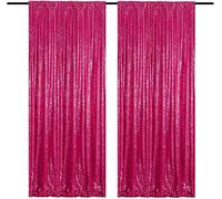 HMQIANG Sfondo fucsia con paillettes, 1,2 x 2,4 m, 2 pannelli