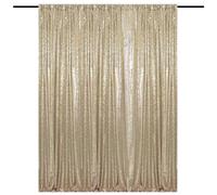 HMQIANG Tende a pannello con paillettes color oro champagne, 2,4 x 2,4 m, 1 pannello con sfondo scintillante, per feste di compleanno