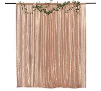 HMQIANG Tende a pannello con paillettes color oro rosa, 2,4 x 2,4 m, 1 pannello con sfondo scintillante, per feste di compleanno