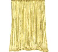 HMQIANG Tende con paillettes color oro chiaro, 1,8 m x 2,4 m, 1 pannello con paillettes luccicanti per sfondo fotografico