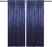 HMQIANG - Tende da fondale con paillettes, 1,2 x 2,5 m, colore blu navy con 2 pannelli per sfondo scintillante, per feste di compleanno e matrimoni