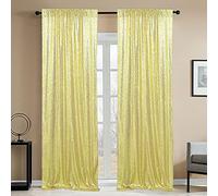 HMQIANG - Tende da sfondo per fotografia, con paillettes, colore oro chiaro, 5 x 2 m, 2 pannelli per feste di matrimonio