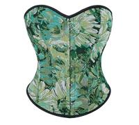 HMRGLMIE Stampa del dipinto a olio di Monet verde nerastro, fiore, corsetto, bustier, corsetti, top, corsetto modellante for la vita, lingerie vintage gotico(L)