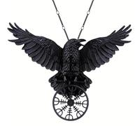 Hmsanase Affascinante Collana Uomo Donna Gioielli Ciondolo Pendente Necklace Vintage Raven Compass Pendente Collana Uomo Donna Hip Hop Punk Ck0584-Nero