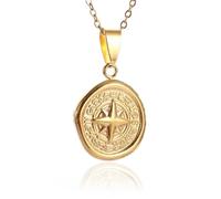 Hmsanase Trend Collana Uomo Donna Gioielli Ciondolo Pendente Necklace Collana Con Bussola Bussola Collana Con Ciondolo Con Ciondolo Hip-Hop Per Uomini E Donne Alla Moda Al19608-Oro