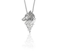 Hmsanase Trend Collana Uomo Donna Gioielli Ciondolo Pendente Necklace Collana Lupo Punk Collane Con Ciondolo Animali Hip-Hop Per Uomo Collane Unisex Con Testa Di Lupo Uomo Xl0142-Argento
