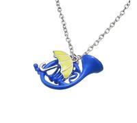 Hmsanase Trend Collana Uomo Donna Gioielli Ciondolo Pendente Necklace Collana Ombrello Giallo Collana Pendente In Corno Blu Regalo Per I Fan Blu E Giallo