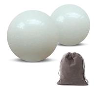 Hmsddan Baoding - Set di palline da meditazione cinesi in marmo naturale, per alleviare lo stress, per esercizi terapeutici, colore: bianco, misura media, 4 cm