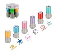 Hmseng Timbro, Timbri per Insegnanti in Inglese, Set di 6 timbri a inchiostro per bambini, per scuola, insegnanti e bambini, consentono agli insegnanti di incoraggiare i bambini-Design2