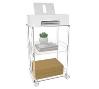 HMYHUM Supporto per stampante in acrilico, carrello trasparente a 3 ripiani con ruote bloccabili, tavolo multifunzione per stampante per ufficio e casa, moderno, 39,9 cm L x 30 cm W x 61 cm H