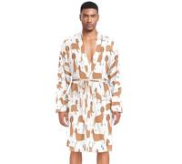 HMZXZ Accappatoio da uomo a maniche lunghe con cane bassotto in stile cartone animato leggero abbigliamento da notte abbigliamento da notte per cuccioli di cane, Multicolore, L