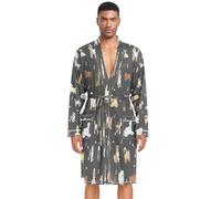 HMZXZ Accappatoio da uomo a maniche lunghe con cane in stile cartone animato, leggero, abbigliamento da notte, abbigliamento da notte per cuccioli di cane, Multicolore, XL