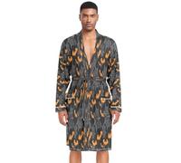 HMZXZ Accappatoio da uomo a maniche lunghe con pipistrelli di Halloween e ragno a maniche lunghe, abbigliamento da notte, abbigliamento da notte con ragnatele astratte, Multicolore, L