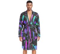 HMZXZ Accappatoio da uomo a maniche lunghe con pipistrelli gotici per Halloween, abbigliamento da notte, abbigliamento da notte, giorno dei morti, Multicolore, XL