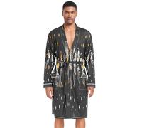 HMZXZ Accappatoio da uomo a maniche lunghe con teschio divertente e stelle, abbigliamento da notte, abbigliamento da notte, giorno dei morti, Multicolore, XL