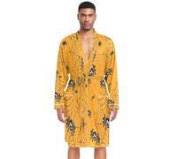 HMZXZ Accappatoio da uomo a maniche lunghe, per Halloween, motivo ragno, arancione, a maniche lunghe, leggero, abbigliamento da notte, Multicolore, L