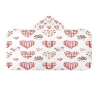 HMZXZ Asciugamano da bagno con cappuccio per bambini e bambine, con lettere d'amore e fiori, asciugamano da bagno con cappuccio, motivo floreale rosa rosso, asciugamano da piscina con cappuccio, 127 x