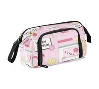 HMZXZ Astuccio grande per ragazze e ragazzi icone web icone a forma di icone astuccio per forniture scolastiche cancelleria per ufficio astuccio rosa plaid per adulti donne