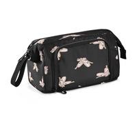 HMZXZ Astuccio grande per ragazze e ragazzi, scarpe da balletto, astuccio nero per cancelleria per la scuola, organizer per cancelleria da ufficio, astuccio per matite e scarpe da ballerina, per