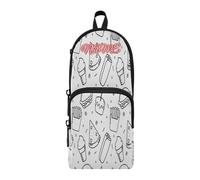 HMZXZ Astuccio per matite personalizzato, motivo: Doodle Fast Food, astuccio per ragazze e ragazzi, astuccio personalizzato per pizza e matite, organizer per cancelleria per la scuola