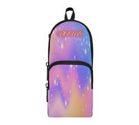 HMZXZ Astuccio personalizzato arcobaleno con cielo ondulato, astuccio per ragazze, ragazzi e bambini, con texture viola, portapenne e matite, organizer per cancelleria per la scuola