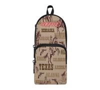 HMZXZ Astuccio personalizzato con cowboys americani, astuccio per ragazze, ragazzi e bambini, astuccio personalizzato per penne e matite degli Stati Uniti d'America, organizer per cancelleria per la