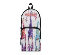 HMZXZ Astuccio personalizzato con gnomi magici ad acquerello, astuccio, per ragazze, ragazzi e bambini, astuccio natalizio personalizzato per penne e matite, organizer per cancelleria per la scuola