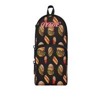 HMZXZ Astuccio personalizzato con pittura ad acquerello, astuccio per matite per ragazze, ragazzi e bambini, astuccio personalizzato per hamburger patatine fritte e matite, organizer per cancelleria