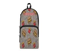 HMZXZ Astuccio personalizzato Fast Food, astuccio per ragazze, ragazzi e bambini, astuccio personalizzato per hamburger e cancelleria per la scuola