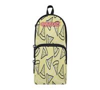 HMZXZ Astuccio personalizzato per matite con pizza e fast food, astuccio per ragazze, ragazzi e bambini, organizer per penne e matite giallo personalizzato per la scuola