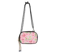 HMZXZ Borsa a tracolla con fiori di camomilla di zucchero, petali bianchi, piccola borsa a mano con cinturino regolabile, cuori rosa, zaino hobo borsa per donne uomini viaggi lavoro
