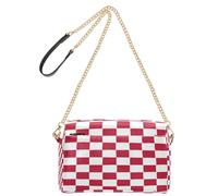 HMZXZ Borse a tracolla bianche rosse a quadri per le donne borse in pelle piccole borse a tracolla a griglia plaid