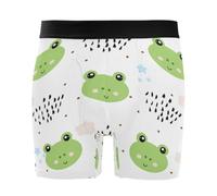 HMZXZ Boxer da uomo con motivo rana e fiore, traspirante, con tasca frontale, taglie S-XXL, verde, Multi, L