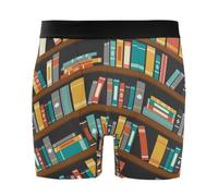 HMZXZ Boxer da uomo per biblioteca, libreria, biancheria intima traspirante con tasca frontale con tasca S-XXL, Multi, M