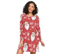 HMZXZ - Camicia da notte da donna, a maniche lunghe, Babbo Natale, camicia da notte natalizia, abbigliamento da notte, abbigliamento da casa, Xmas Ho, Multi, L