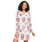 HMZXZ Camicia da notte da donna a maniche lunghe, con lettere d'amore, fiori, abbigliamento da notte, abbigliamento da casa, rosa rosso floreale, Multi, M